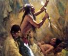 Amerika yerlileri geleneksel bir ritüel içinde, ruhları çağırarak